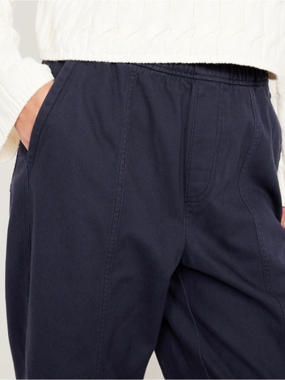 New Old Navy High Waisted Barrel Ankle Pants Navy Blue Trouser - Picture 4 of 11